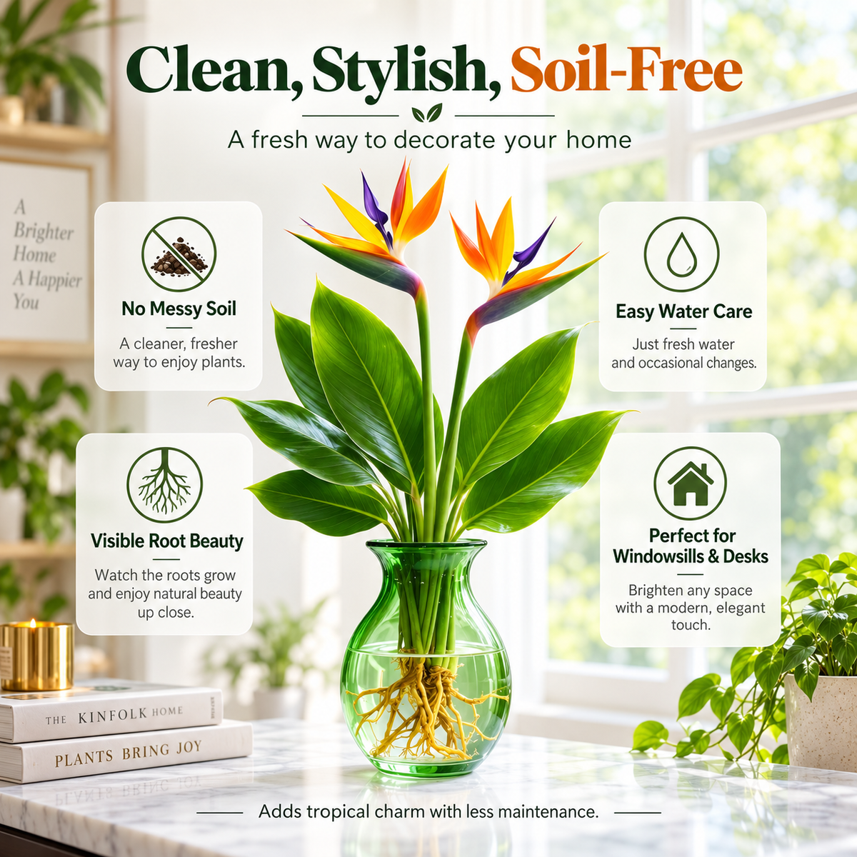 đïž Hydroponic Bird of Paradise Starter â Tropical Water-Grown Indoor Plant đ§đ±