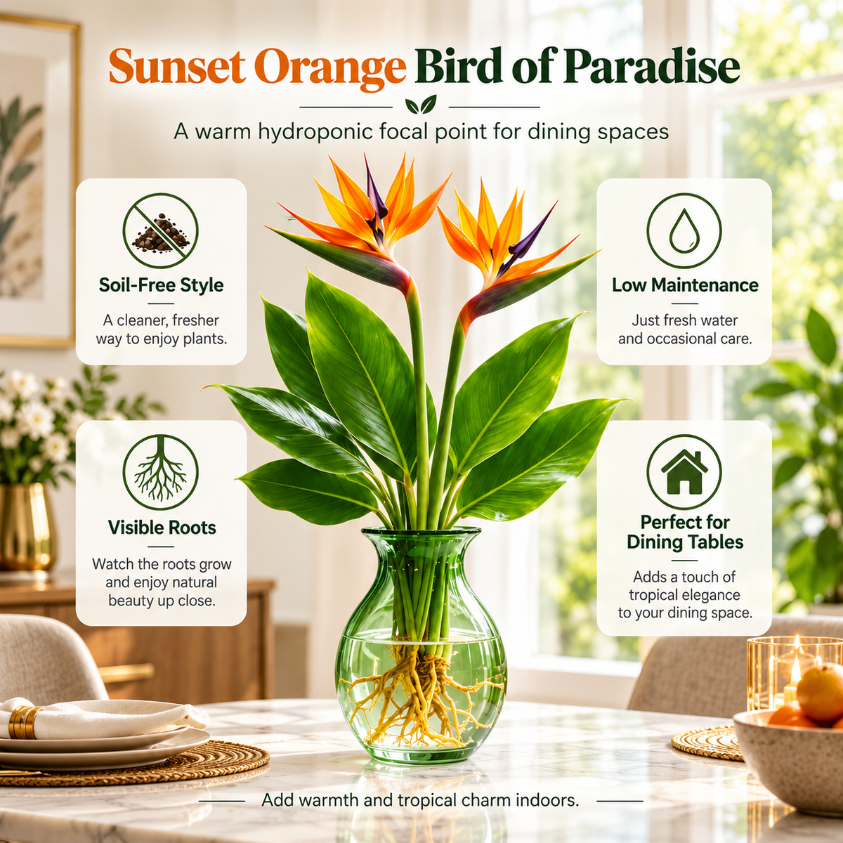 đïž Hydroponic Bird of Paradise Starter â Tropical Water-Grown Indoor Plant đ§đ±