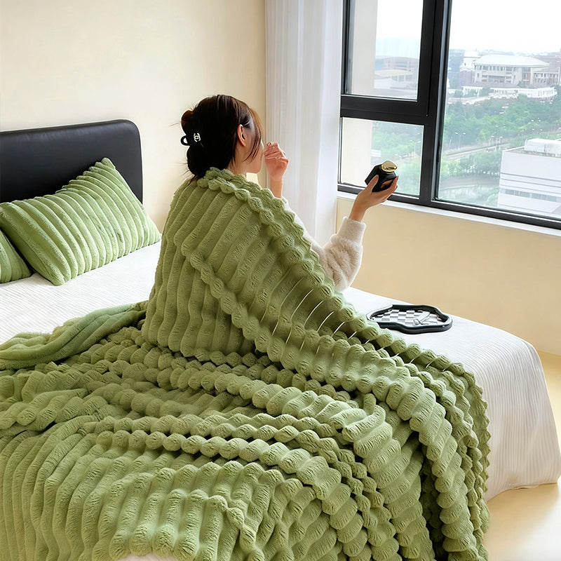 🛏️Sűrű nyúl plüss és tejbársony huzatú takaró