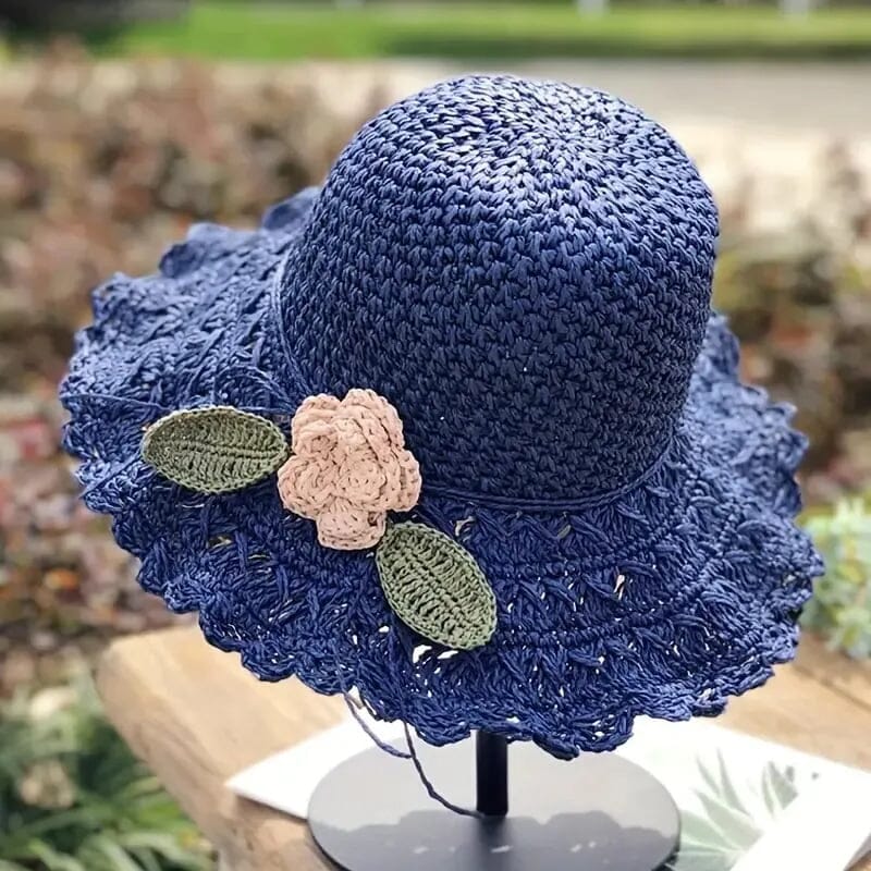 👒 Elegáns, kézzel kötött szalmakalap fodros részletekkel