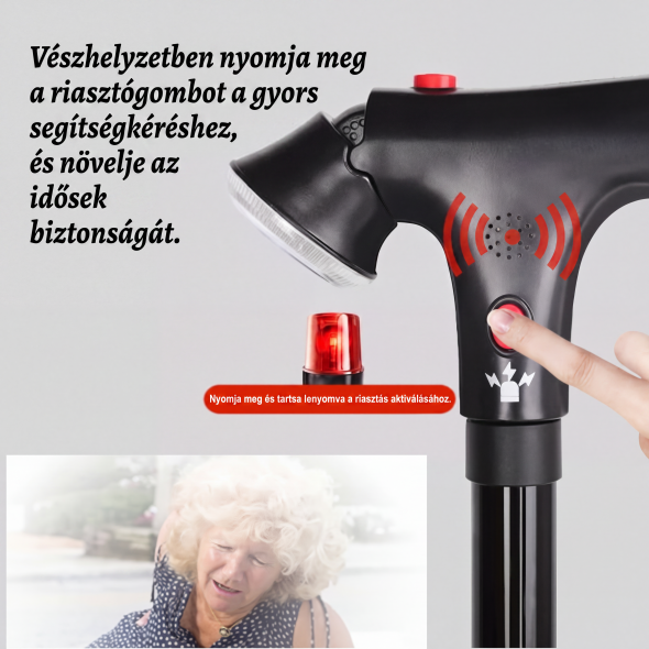 👨🦳 Idősek összecsukható mankója | LED‑es világítással ellátott bot, könnyen hordozható és stabil