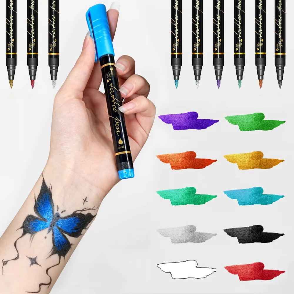 đđš10-Color Temporary Tattoo Markers Set