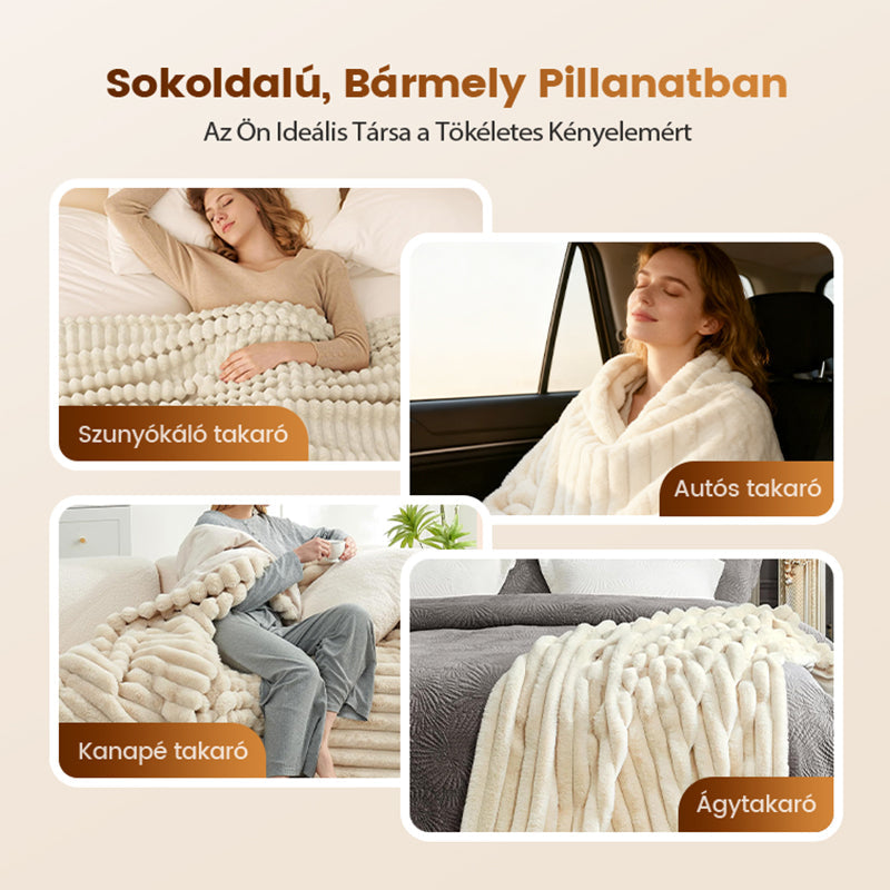 🛏️Sűrű nyúl plüss és tejbársony huzatú takaró