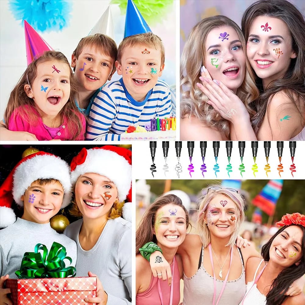 đđš10-Color Temporary Tattoo Markers Set