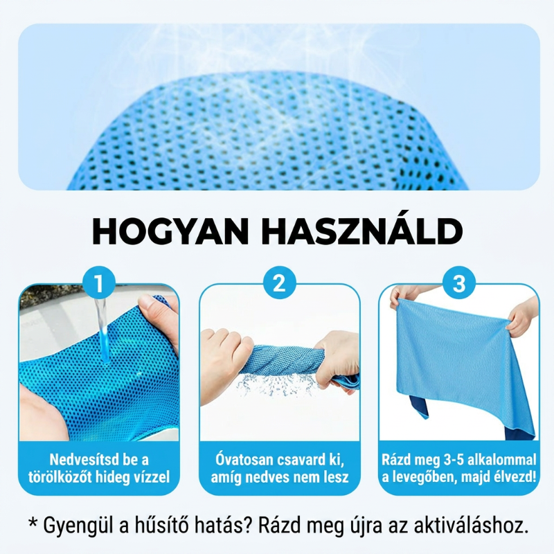 ❄️ Maradjon hűvösen azonnal bárhol – Azonnali hűsítő törölköző (hordozható, összecsukható, többfunkciós) 🌞