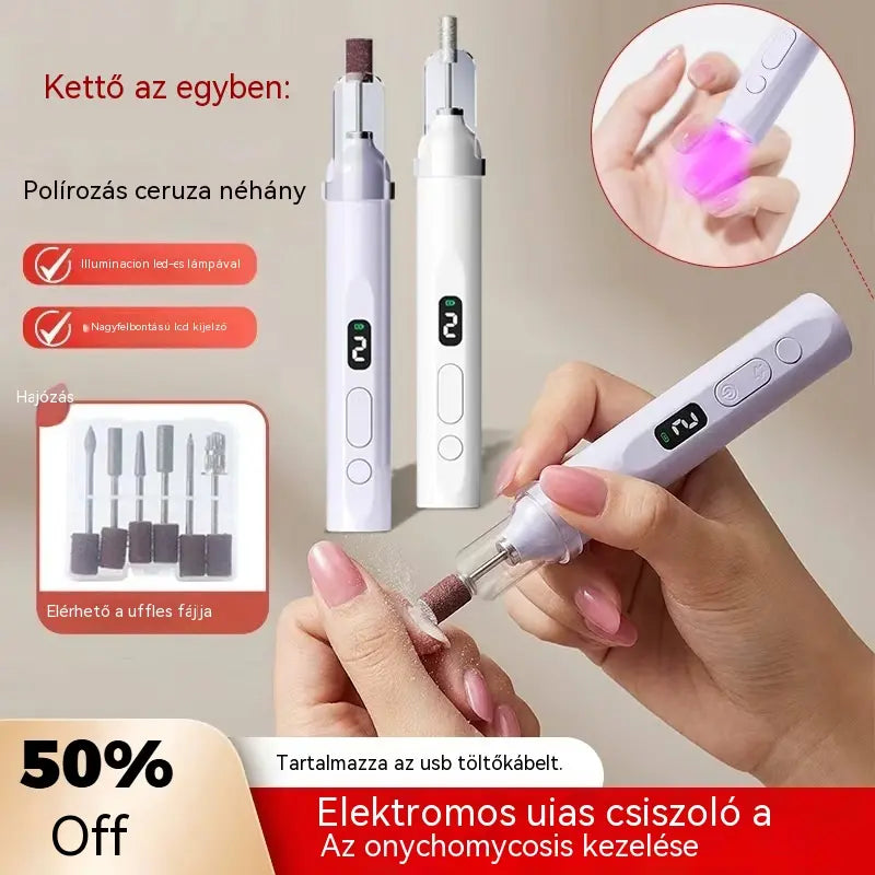 đ
2 az 1-ben elektromos körömreszelĆ LED lĂĄmpĂĄval (szĂĄrĂtĂł lĂĄmpa + 5 polĂrozĂłfej)