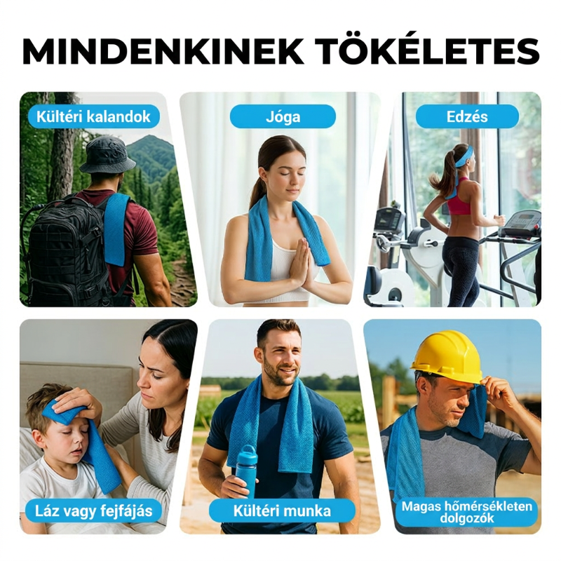 ❄️ Maradjon hűvösen azonnal bárhol – Azonnali hűsítő törölköző (hordozható, összecsukható, többfunkciós) 🌞