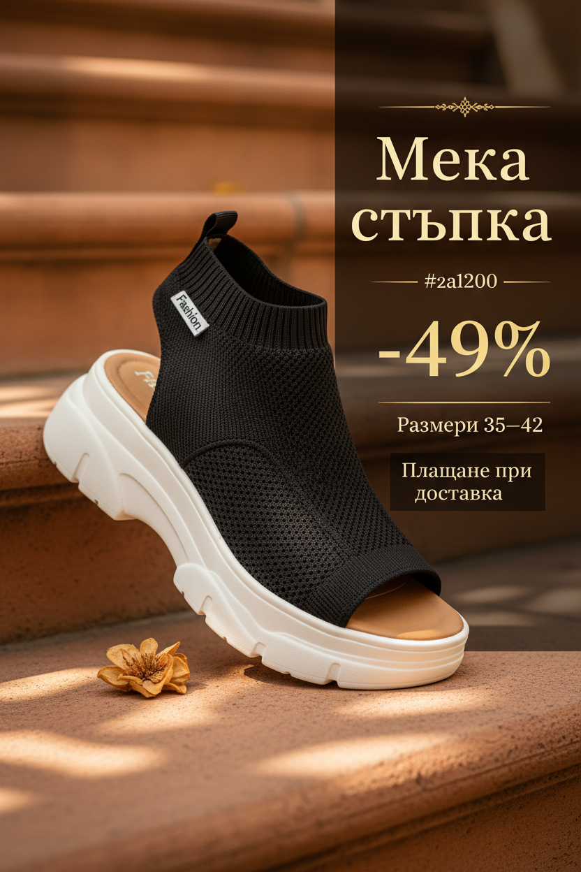 đĄNĆi szandĂĄlok 4,5 cm-es platformmal Ă©s kötött anyaggal - 2 szĂnben, 35-42-es mĂ©retben