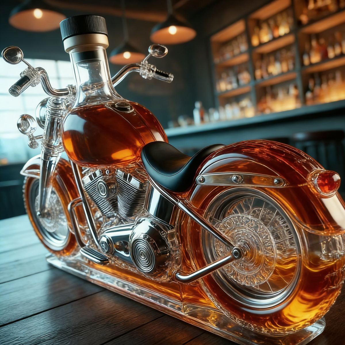 Motorkerékpár whisky dekantáló