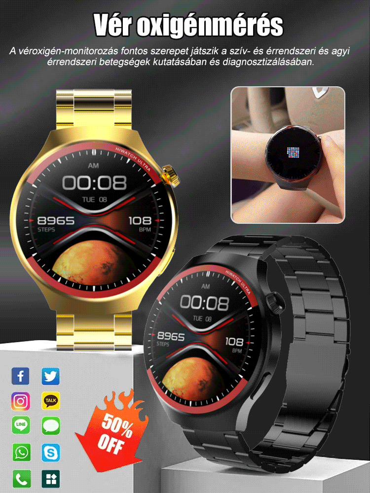 WATCH4PRO Űrkutatás kerek képernyős okosóra