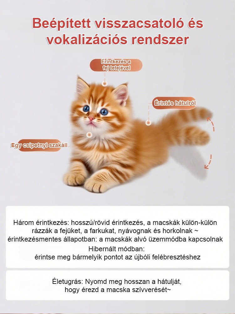 Kölyökmacska szimuláció rövid plüss baba