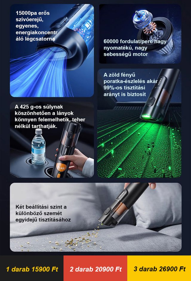 Öt az egyben intelligens kézi porszívó