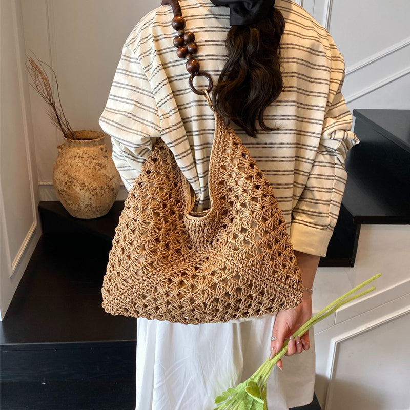 đŸ Boho stĂlusĂș szövött tĂĄska â bĂ©lelt | KönnyƱ szalmĂĄs vĂĄlltĂĄska â utĂĄnvĂ©ttel đ„