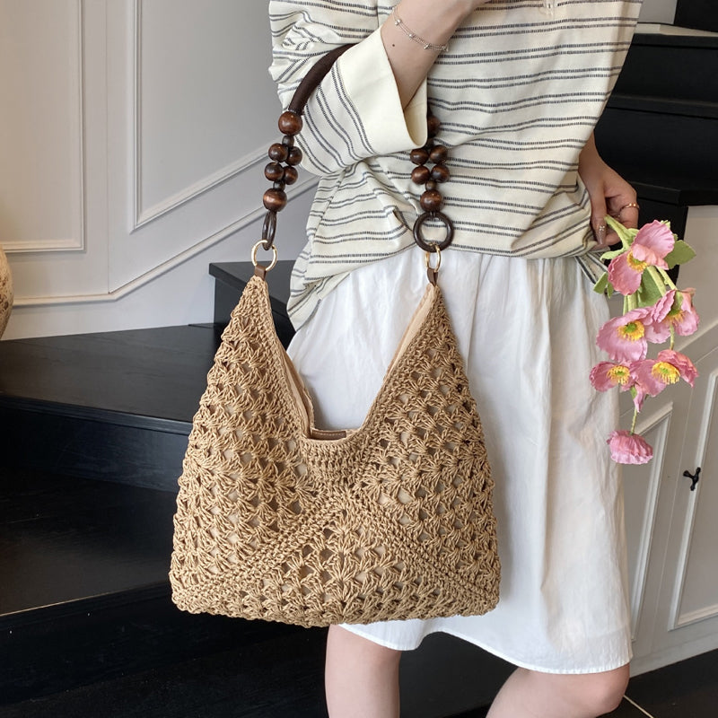đŸ Boho stĂlusĂș szövött tĂĄska â bĂ©lelt | KönnyƱ szalmĂĄs vĂĄlltĂĄska â utĂĄnvĂ©ttel đ„