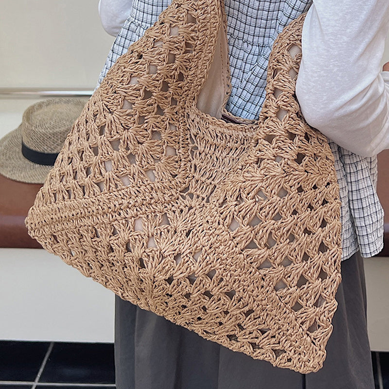 đŸ Boho stĂlusĂș szövött tĂĄska â bĂ©lelt | KönnyƱ szalmĂĄs vĂĄlltĂĄska â utĂĄnvĂ©ttel đ„
