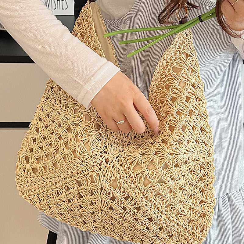 đŸ Boho stĂlusĂș szövött tĂĄska â bĂ©lelt | KönnyƱ szalmĂĄs vĂĄlltĂĄska â utĂĄnvĂ©ttel đ„