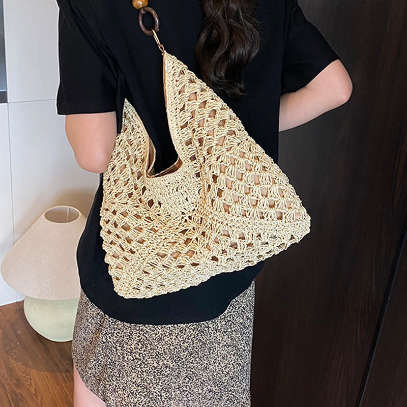 đŸ Boho stĂlusĂș szövött tĂĄska â bĂ©lelt | KönnyƱ szalmĂĄs vĂĄlltĂĄska â utĂĄnvĂ©ttel đ„