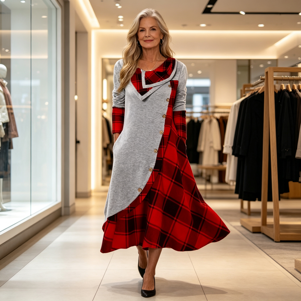 đ NĆi KockĂĄs Patchwork GarbĂłs Maxiruha â ElegĂĄns Ćszi HosszĂș Ruha & Meleg Viselet