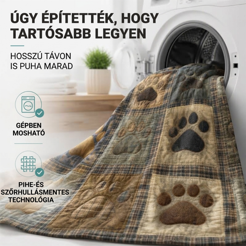 đŸ Puha flanel takarĂł, aranyos mancsnyomokkal dĂszĂtve âš