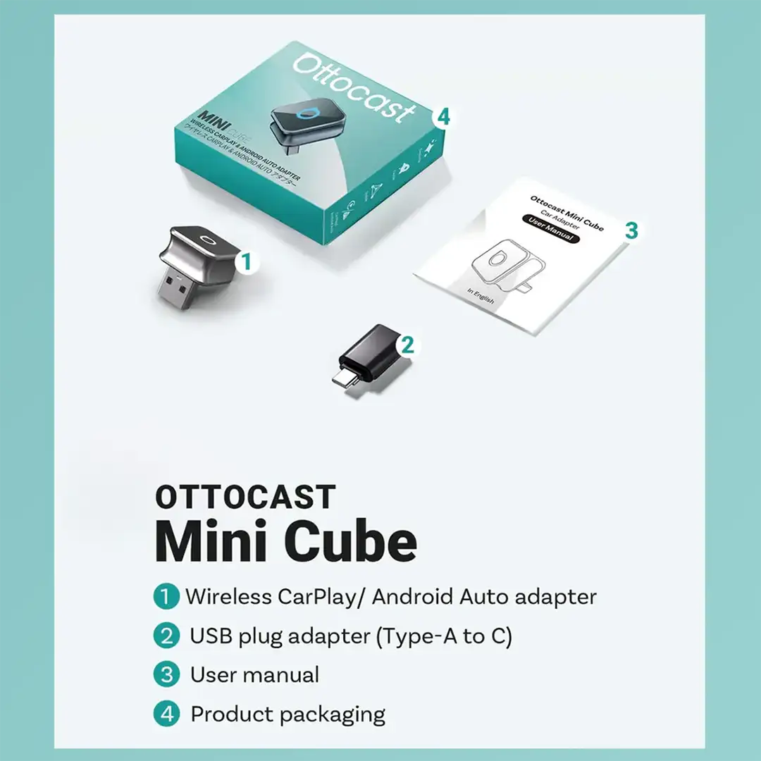 Ottocast Mini 3.0 Ultra Cube vezeték nélküli CarPlay Android Auto adapter