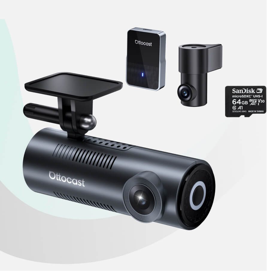 OttoSafe Cam 3 az 1-ben dupla autós kamera és vezeték nélküli CarPlay adapter