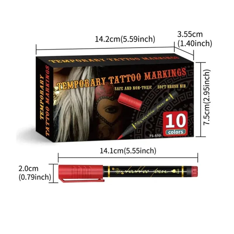 đđš10-Color Temporary Tattoo Markers Set