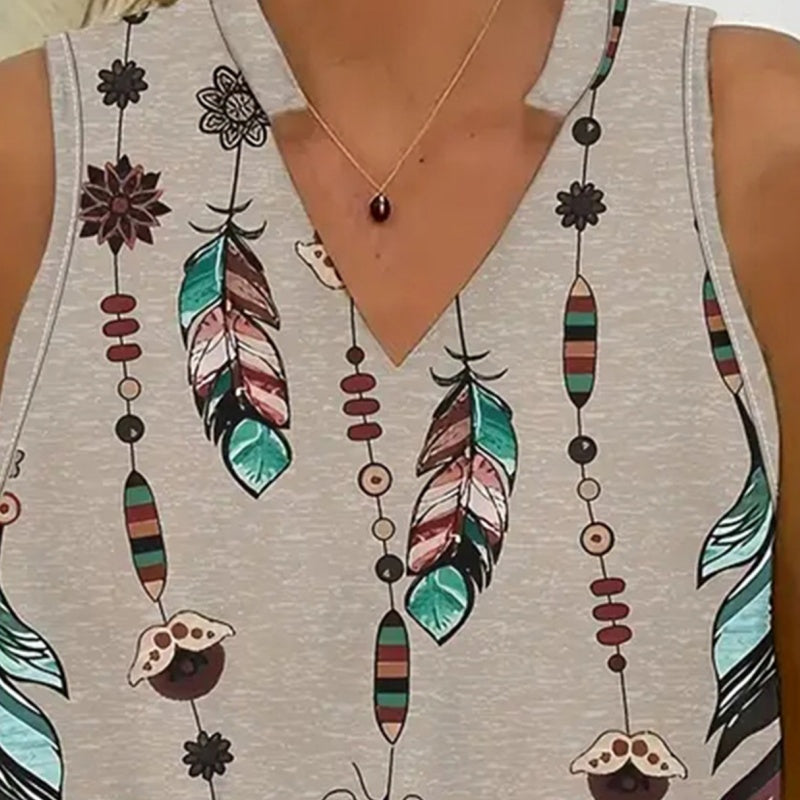 【L-4XL】🌸Sleeveless kétrészes szett nyomtatással és v-nyakkal