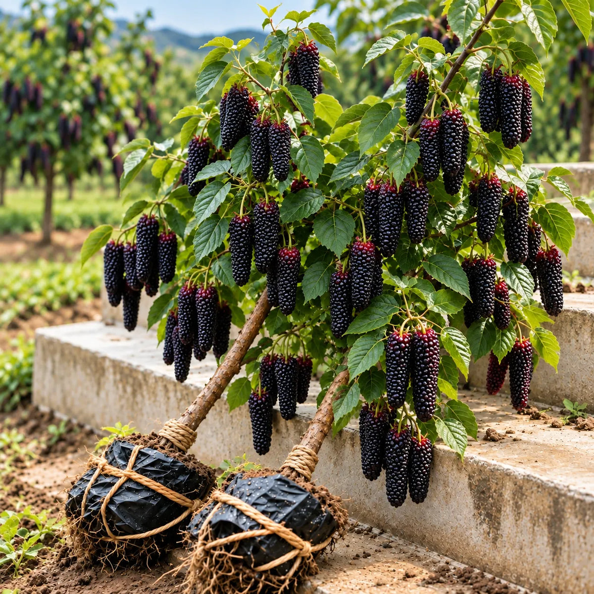 đł Giant Red & Black Mulberry Tree Saplings â Grow Sweet Berries at Home đż