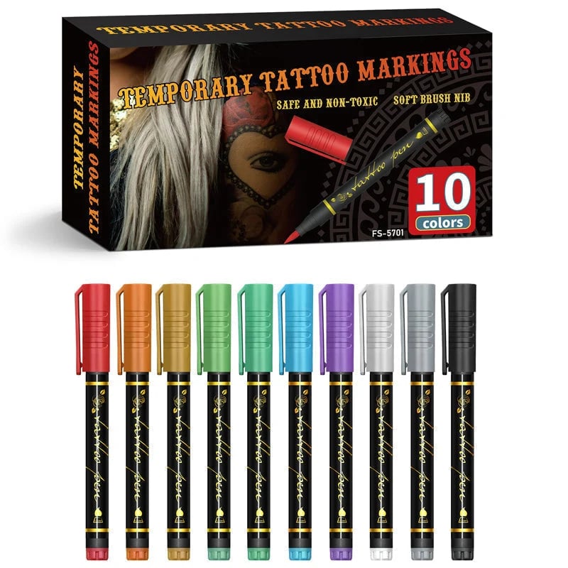 đđš10-Color Temporary Tattoo Markers Set
