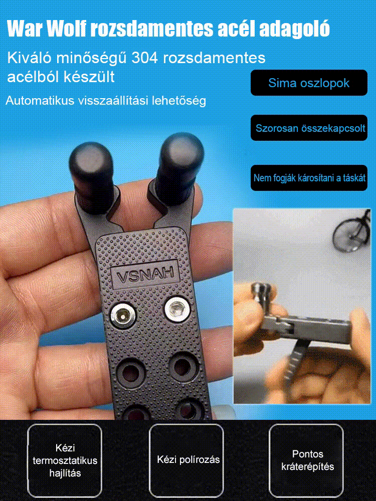 Rozsdamentes acél adagoló sötét színben
