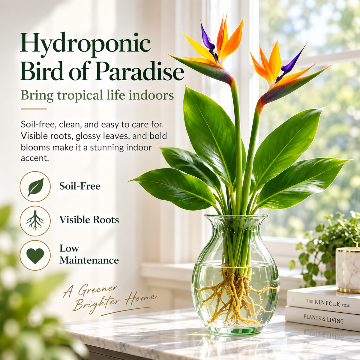 đïž Hydroponic Bird of Paradise Starter â Tropical Water-Grown Indoor Plant đ§đ±