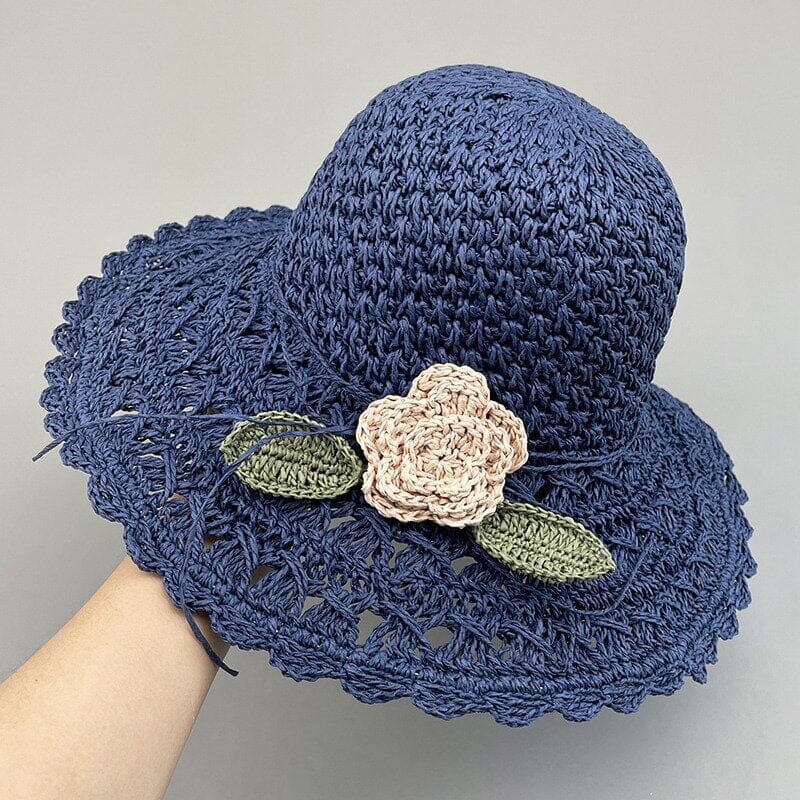 👒 Elegáns, kézzel kötött szalmakalap fodros részletekkel