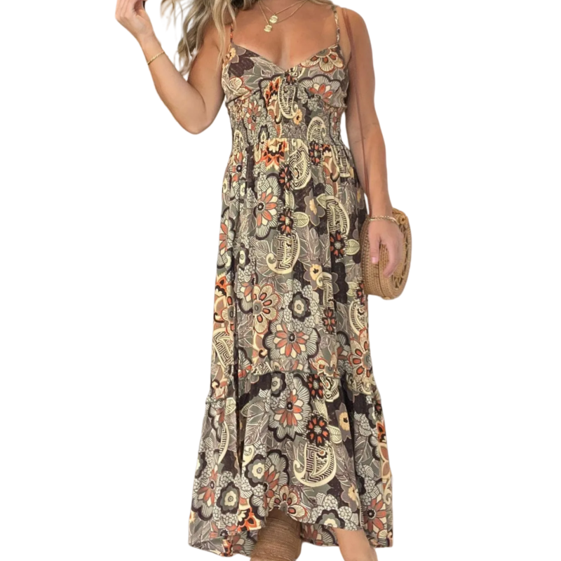 đSzexi spagettipĂĄntos nĆi virĂĄgmintĂĄs hosszĂș ruha-TAB