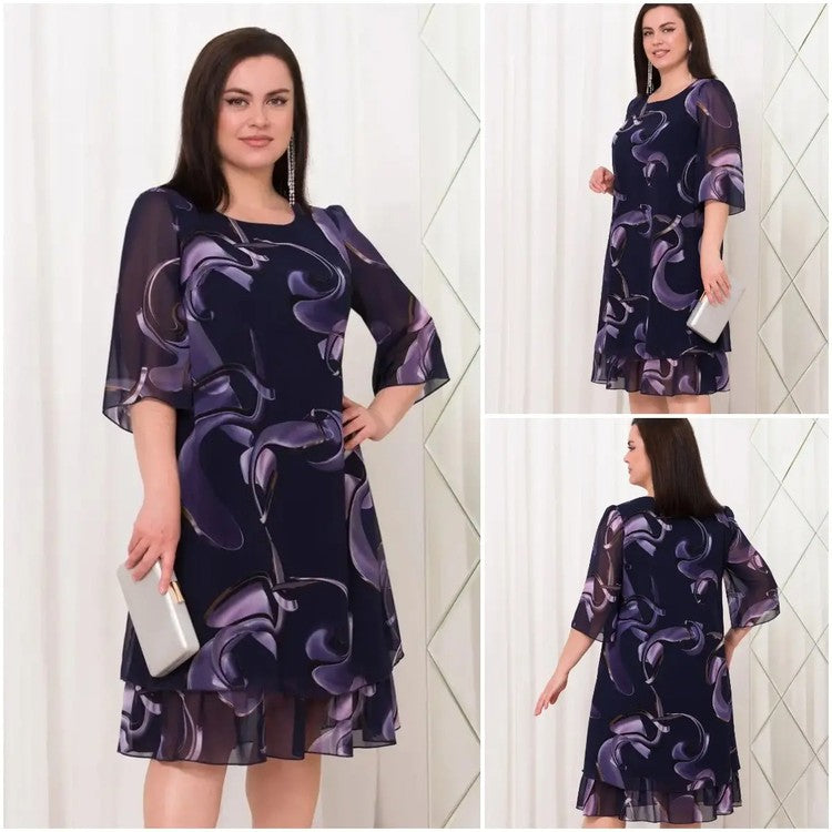 đ 2025-ös Ășj fodros ujjĂș, elegĂĄns mintĂĄs sifon ruhĂĄk