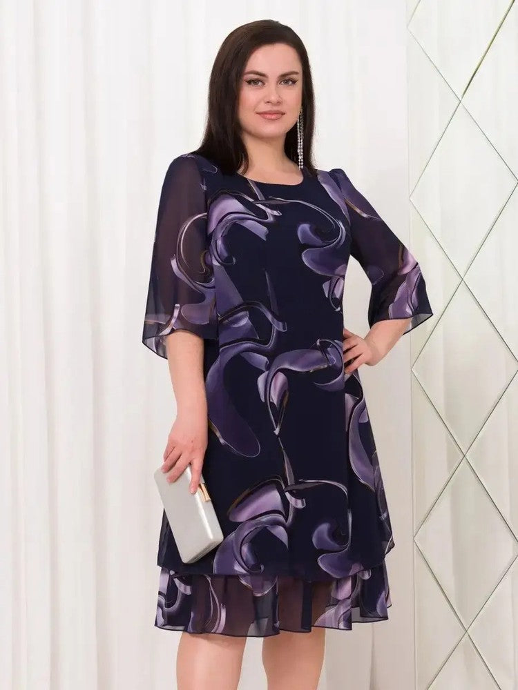 đ 2025-ös Ășj fodros ujjĂș, elegĂĄns mintĂĄs sifon ruhĂĄk