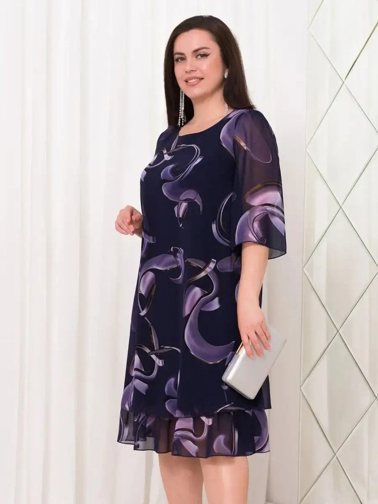 đ 2025-ös Ășj fodros ujjĂș, elegĂĄns mintĂĄs sifon ruhĂĄk
