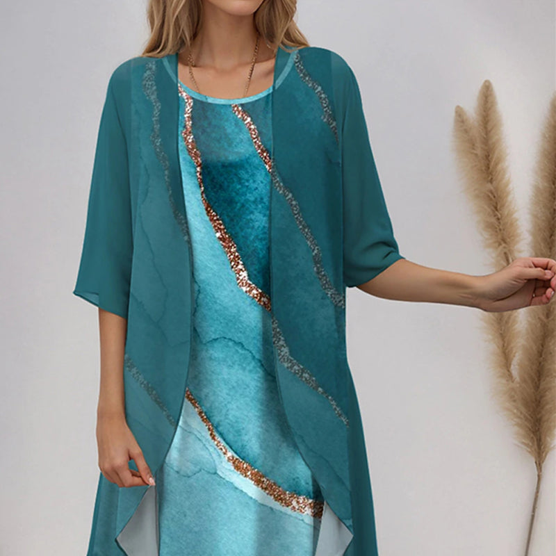 đ„đElegĂĄns, kĂ©trĂ©szes, virĂĄgmintĂĄs sifon ruhĂĄk