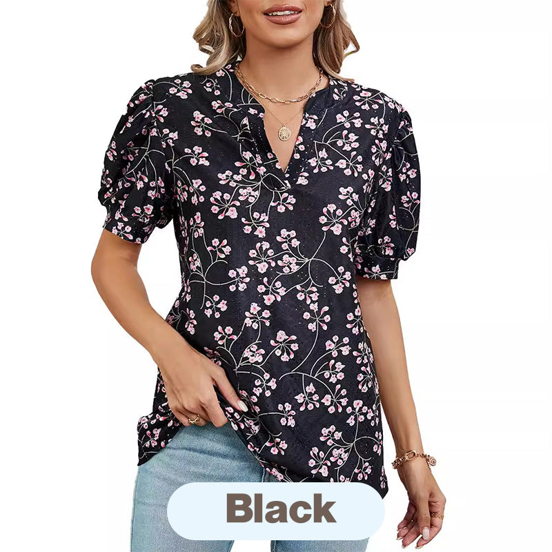 【M-2XL】🌸Női nyári V-nyakú nyomtatott felső