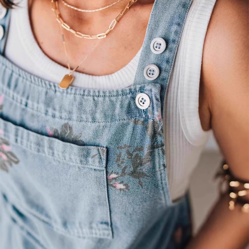 💗Nyári különlegesség✨Női lezser farmer overál mintával