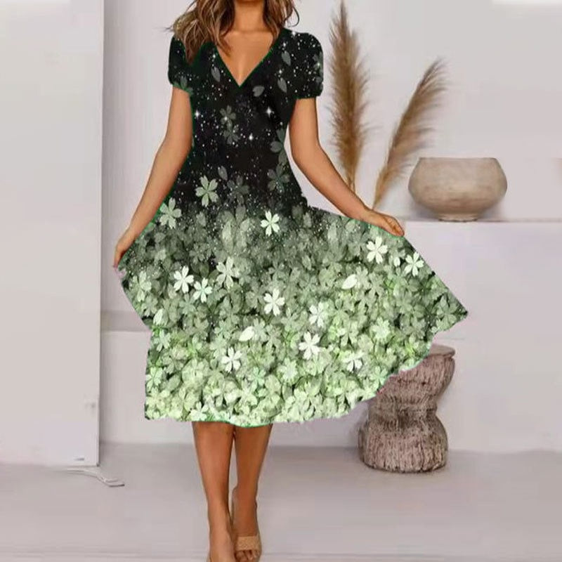 【S-4XL】🌺Női Flowy V-nyakú nyomtatott ruha
