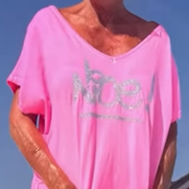 💖【S~5XL】Zsebes női nyomtatott betűs, plus size lezser overál