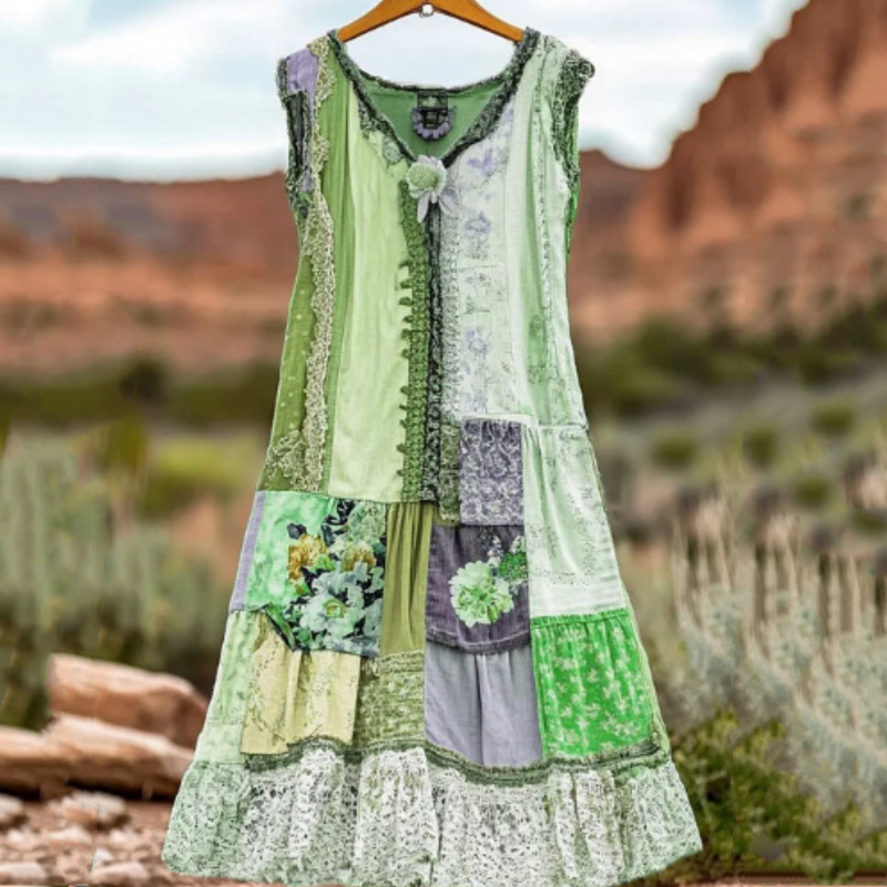 🔥 Vintage virágmintás ujjatlan ruha nőknek 🍃👗
