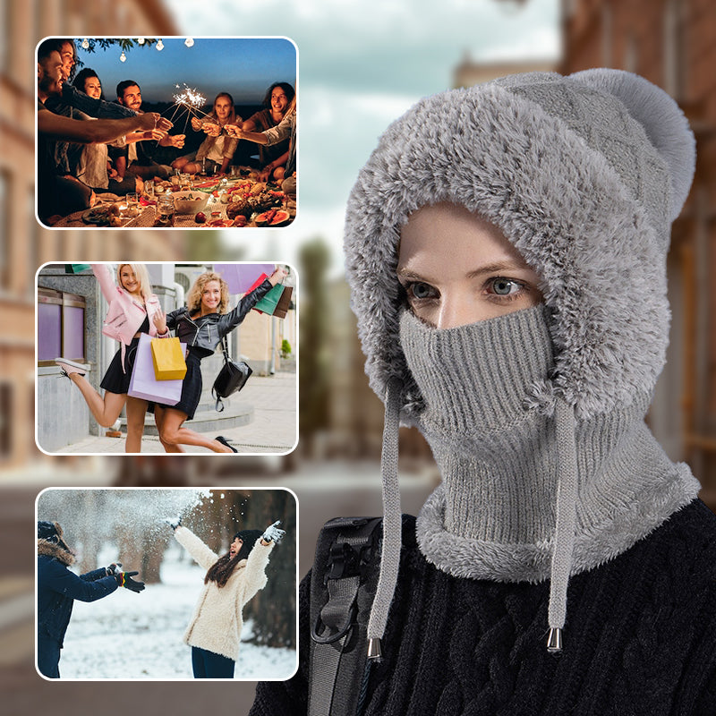 đ„Ăj ajĂĄnlat â stĂlusos, vastag kötött tĂ©li sapka â meleg arcvĂ©dĆvel Ă©s sĂĄllal