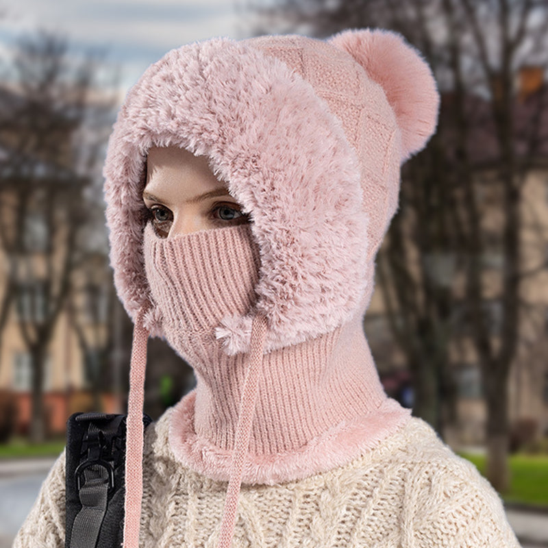 đ„Ăj ajĂĄnlat â stĂlusos, vastag kötött tĂ©li sapka â meleg arcvĂ©dĆvel Ă©s sĂĄllal
