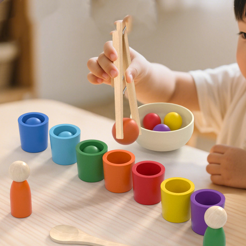 🌈 Szivárványgolyók poharakban Montessori játékok kisgyermekeknek 👶🧠