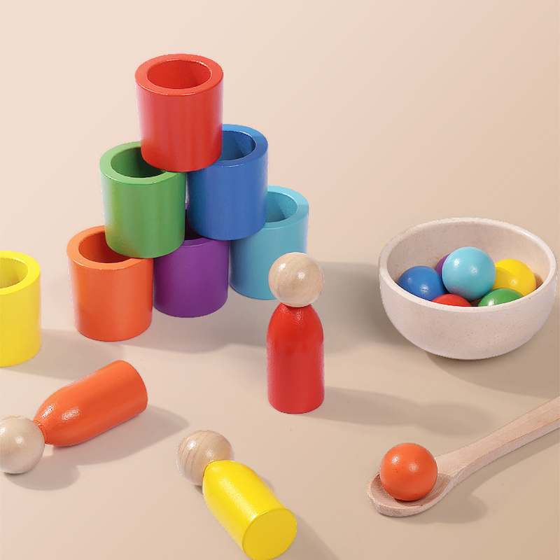 🌈 Szivárványgolyók poharakban Montessori játékok kisgyermekeknek 👶🧠