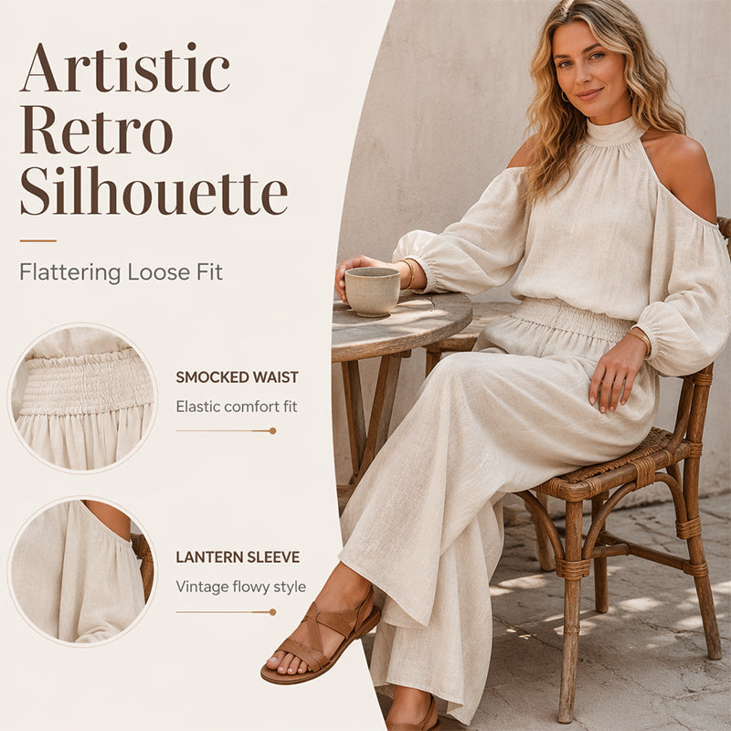 đž NĆi vĂĄllkivĂĄgĂĄsos, nyakba akaszthatĂł felsĆ Ă©s szĂ©les szĂĄrĂș nadrĂĄg szett â Boho elegancia & lenvĂĄszon-szerƱ lĂ©gĂĄteresztĆ kĂ©pessĂ©g âš