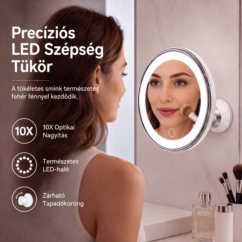 đIdĆkorlĂĄtos 50% kedvezmĂ©ny! đĄ 10-szeres nagyĂtĂĄsĂș sminktĂŒkör LED-fĂ©nnyel Ă©s tapadĂłkoronggal