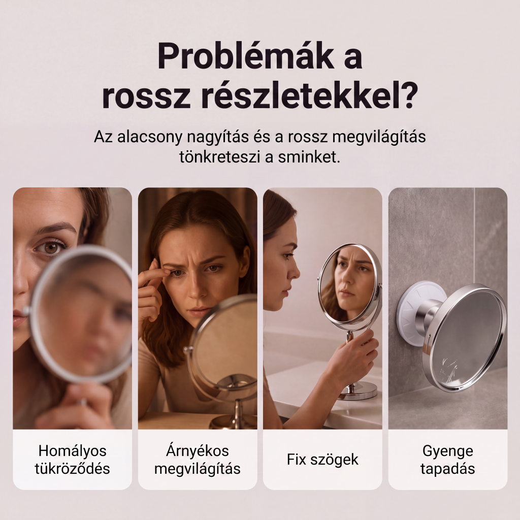 đIdĆkorlĂĄtos 50% kedvezmĂ©ny! đĄ 10-szeres nagyĂtĂĄsĂș sminktĂŒkör LED-fĂ©nnyel Ă©s tapadĂłkoronggal