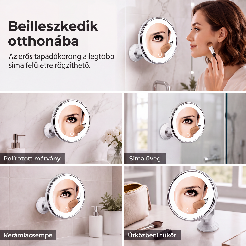 đIdĆkorlĂĄtos 50% kedvezmĂ©ny! đĄ 10-szeres nagyĂtĂĄsĂș sminktĂŒkör LED-fĂ©nnyel Ă©s tapadĂłkoronggal